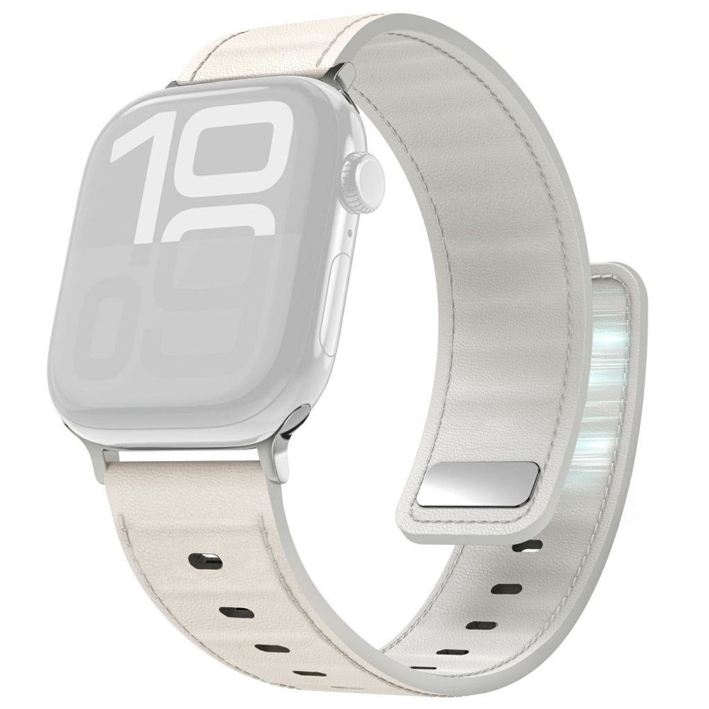 AHASTYLE BO06 Apple Watch 49/46/44/42mm Klockarmband i Läder - Beige