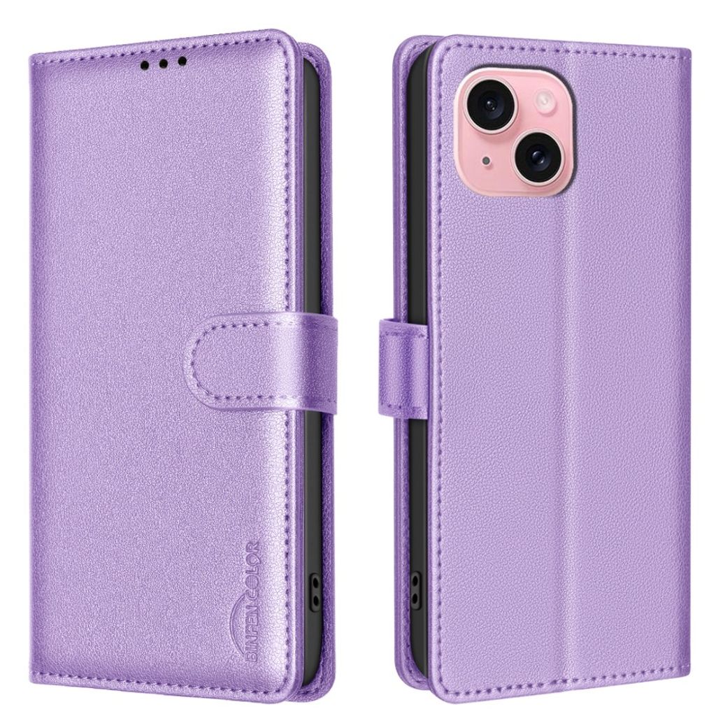 BINFEN COLOR iPhone 13/14 Wallet Cover RFID Blocking - Purple