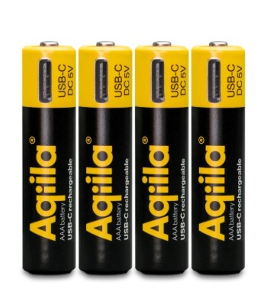 Aqiila Li-ion 600mah genopladeligt AAA-batteri med USB-C - 4-pak