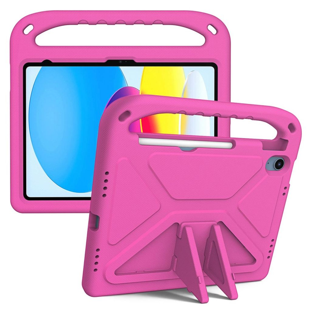 iPad A16 11" 2025/10.9" 2024 EVA-cover med standfunktion og bærehåndtag - Lyserød