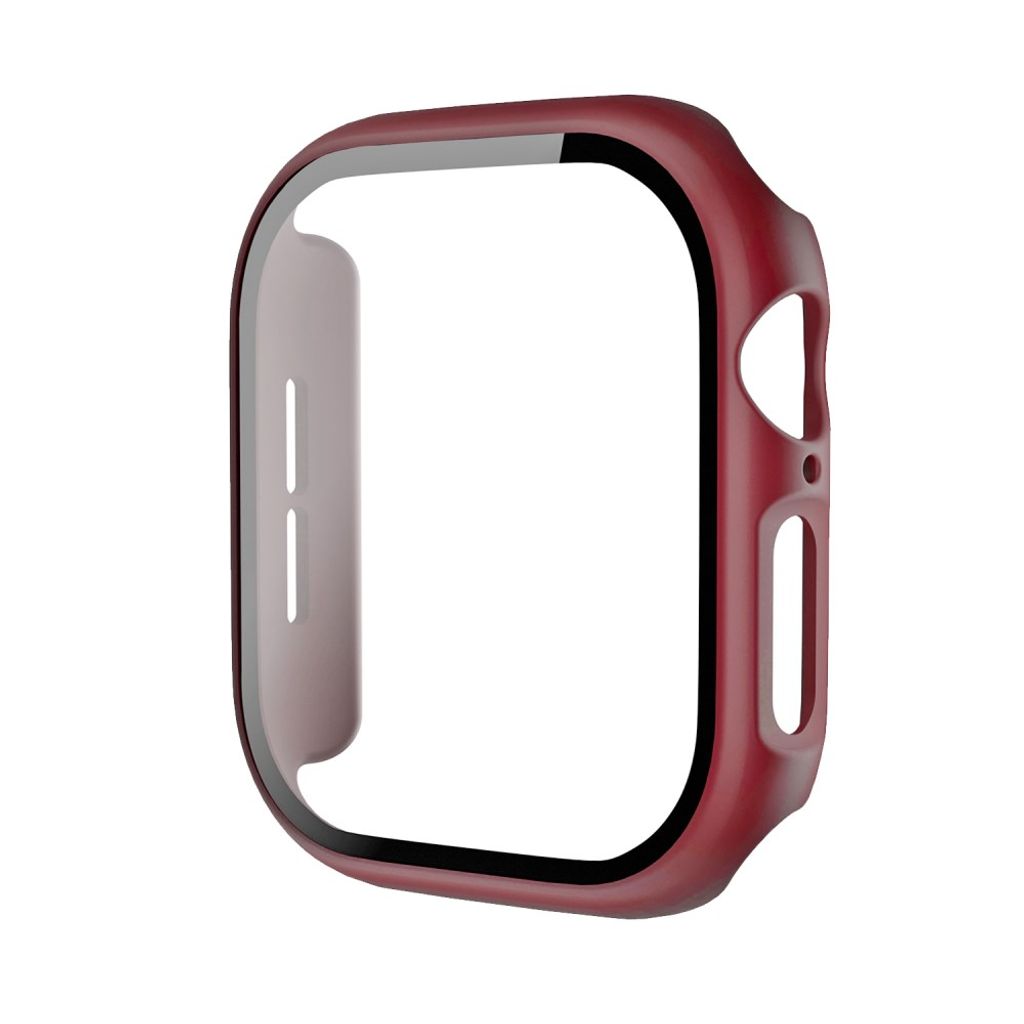 Apple Watch 12 42mm Cover med skærmbeskyttelse i hærdet glas - Vinrød