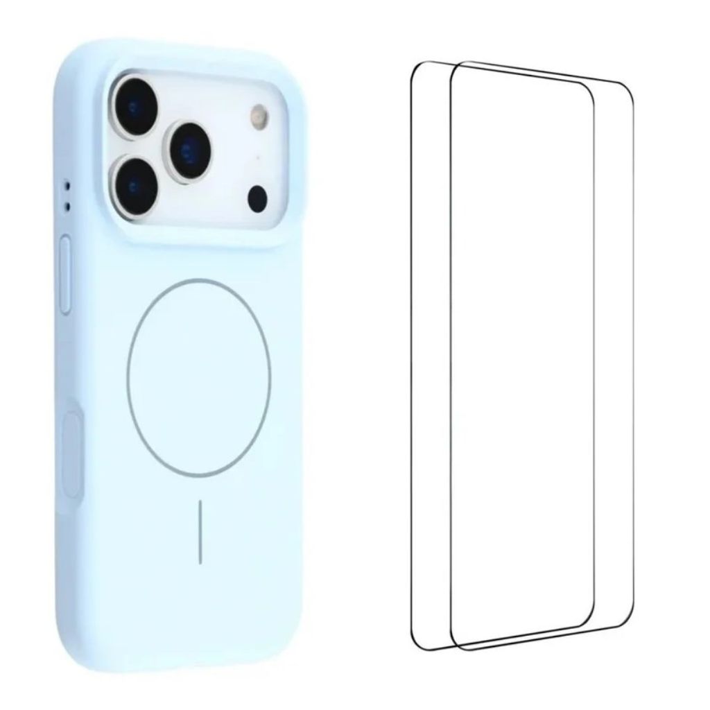 iPhone 18 Pro Max MagSafe-yhteensopiva kuori kahdella näytönsuojalla - sininen