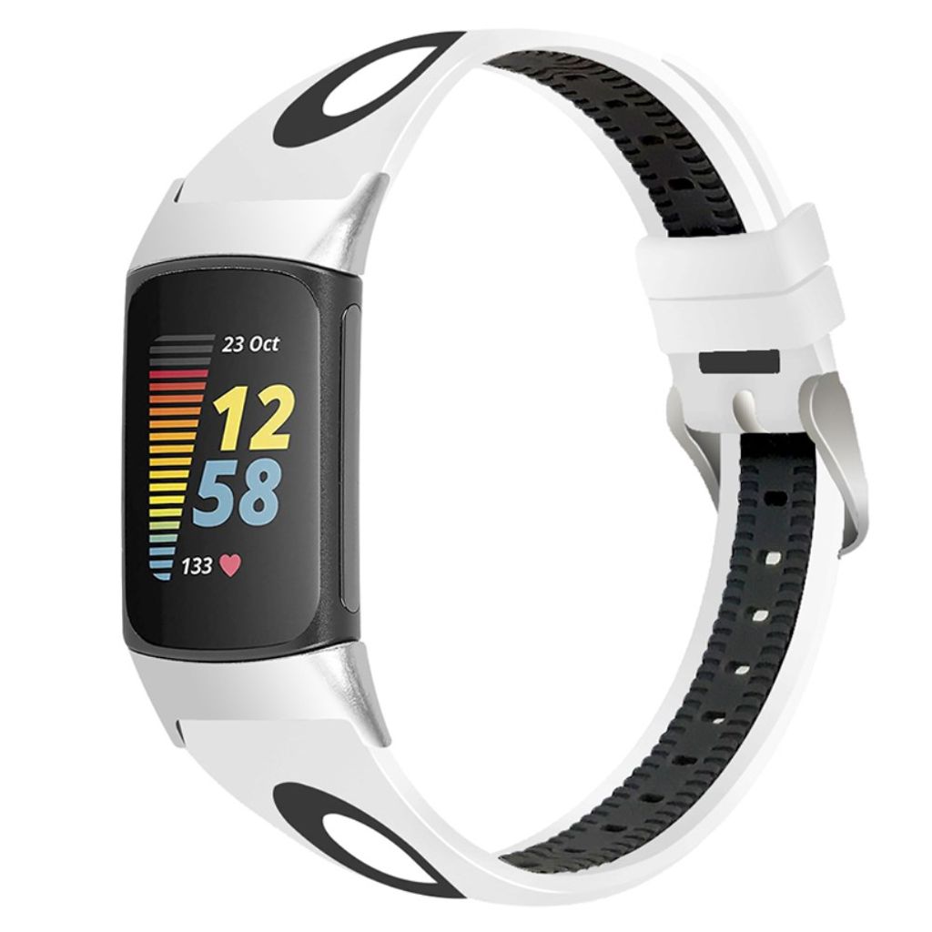 Fitbit Charge 6 / 5 Tofarget Klokkereim - Hvit / Svart
