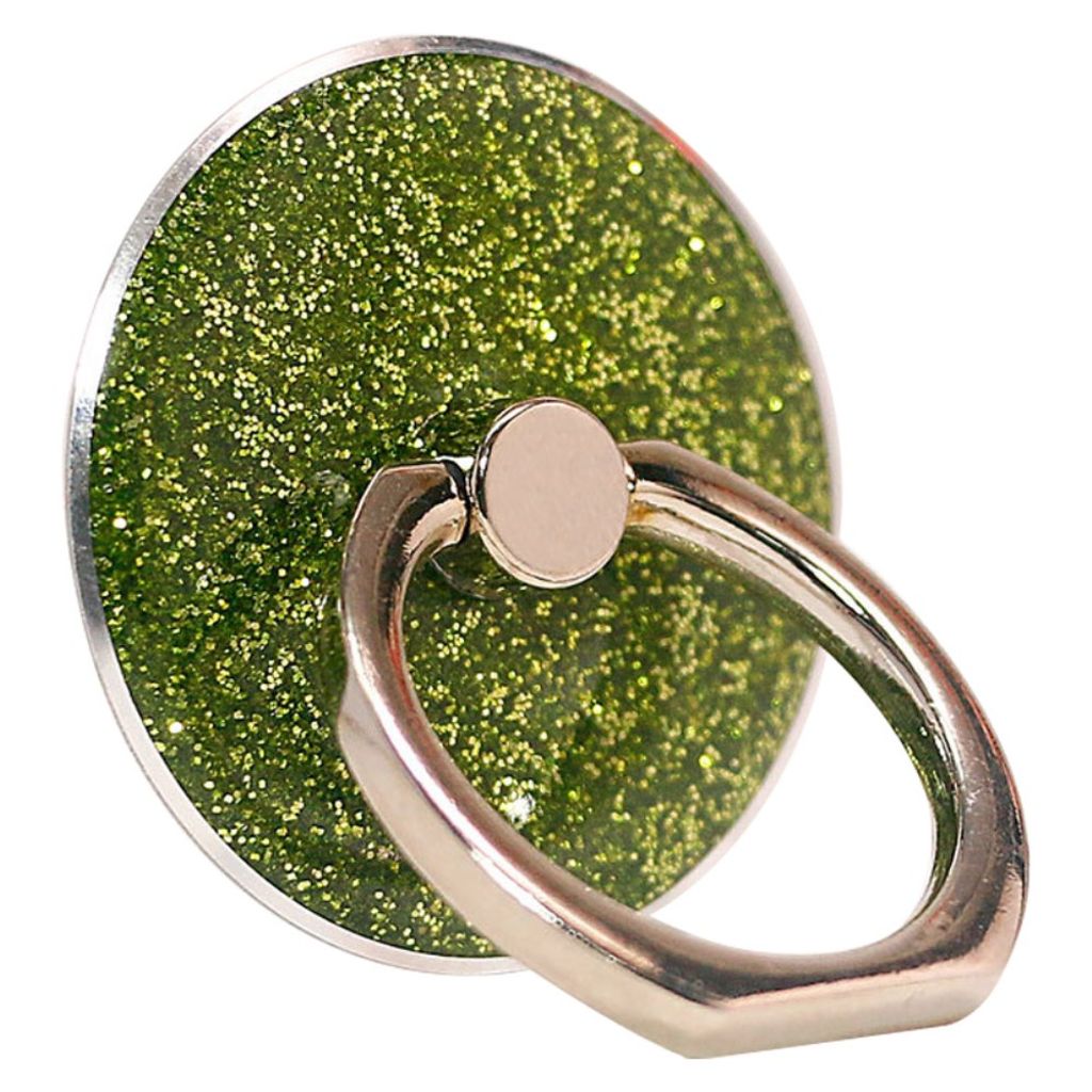 Glitter phone ring holder with kickstand – green