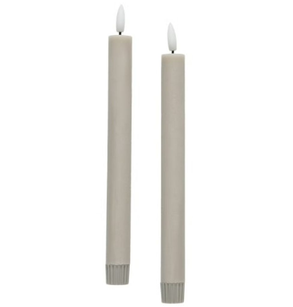 LED Dinerkaarsen Grijs 24cm 2-pack op Batterijen met Timer