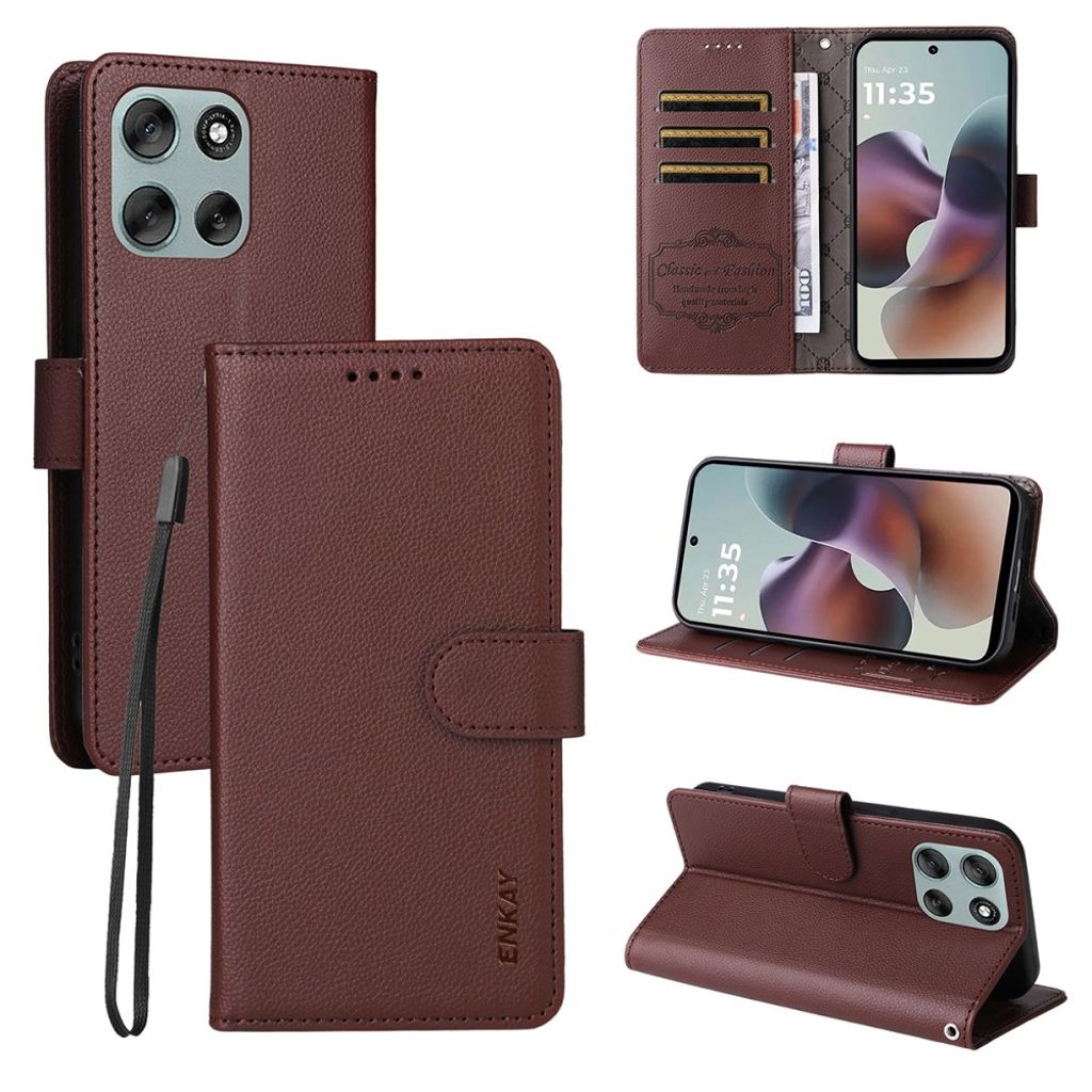 ENKAY HAT PRINCE Motorola Moto G86 5G / G86 Power 5G wallet cover - Brown