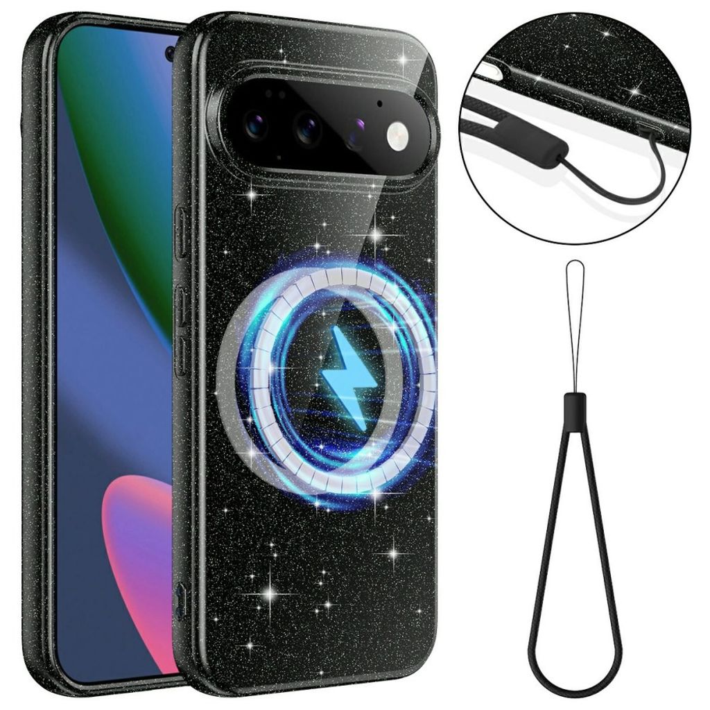 Google Pixel 11 Pro MagSafe deksel glitter - Svart