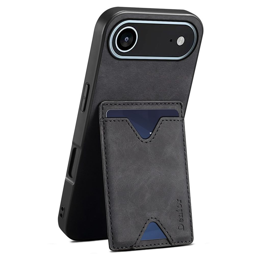 DENIOR iPhone Air Kuori jalustalla - Musta