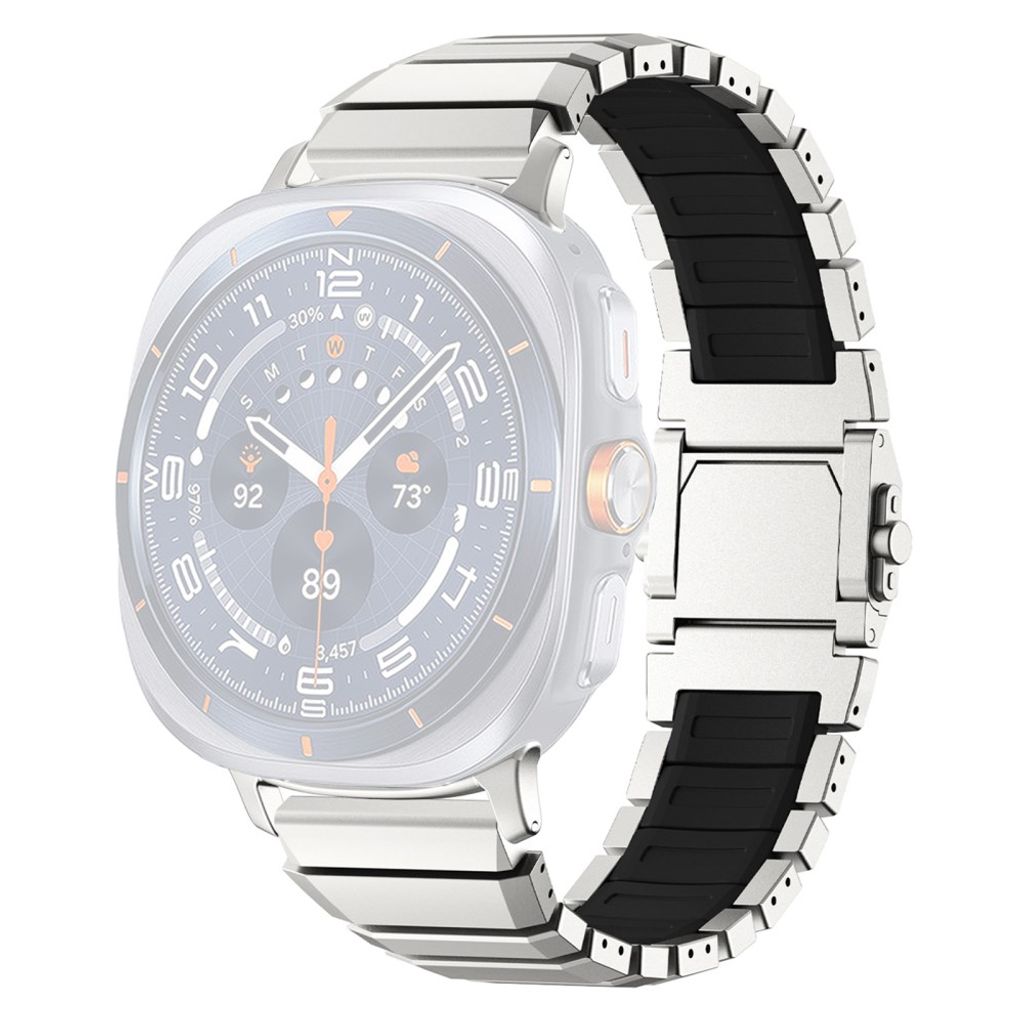 Samsung Galaxy Watch Ultra2 Klokkerem i titan og silikon - Sølv/Svart