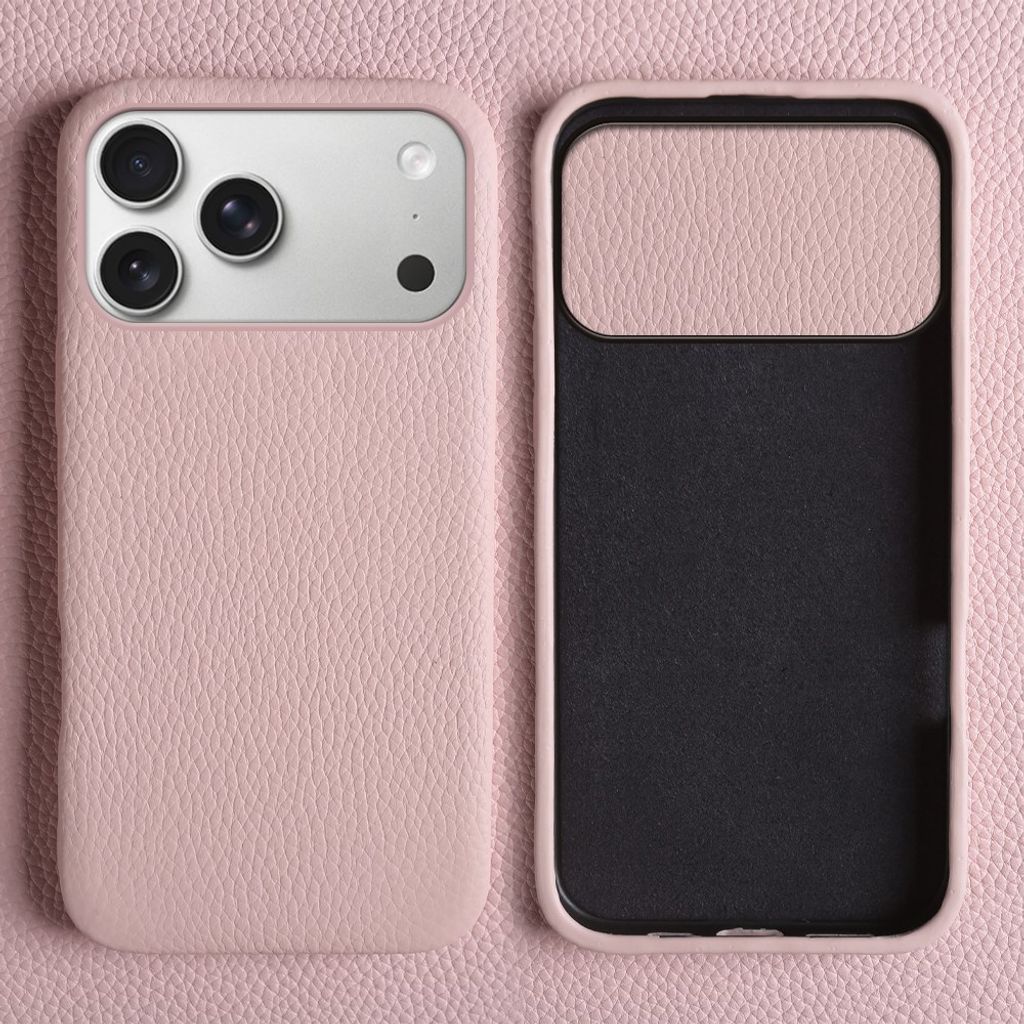 iPhone 18 Pro Max/17 Pro Max Deksel MagSafe Ekte Skinn – Rosa