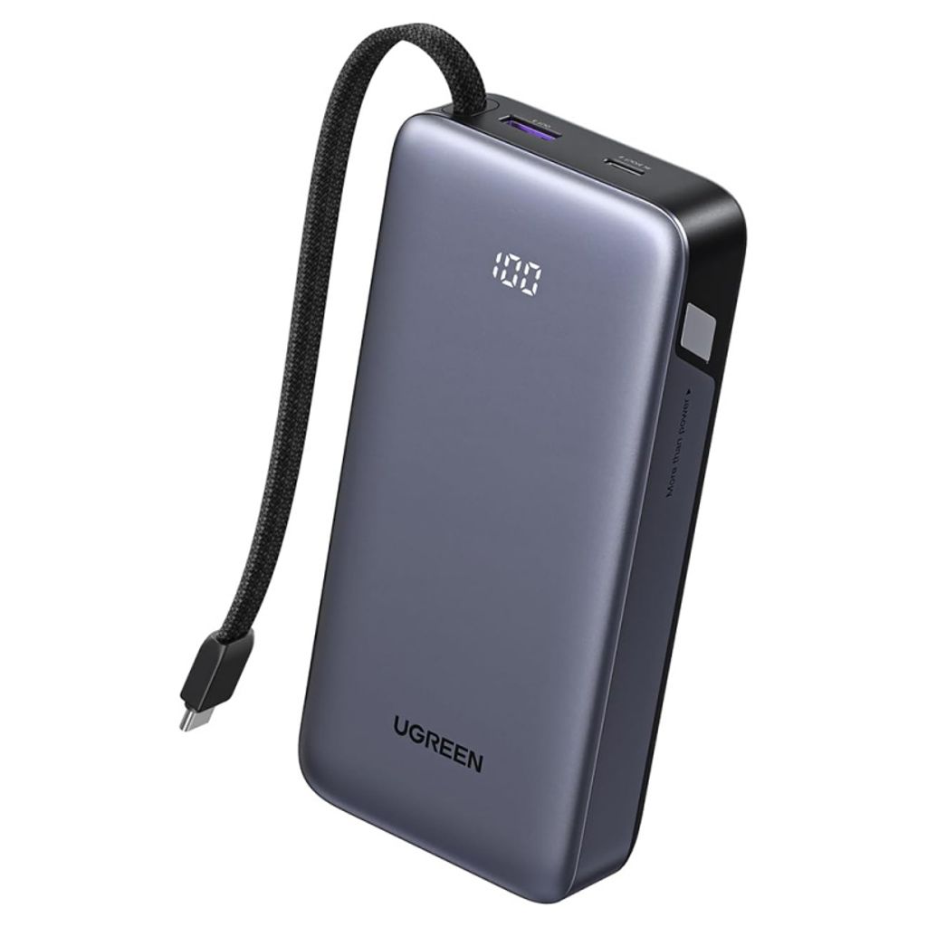 Ugreen PB536 powerbank 20000mAh 45W QC + PD med USB-C kabel – grå