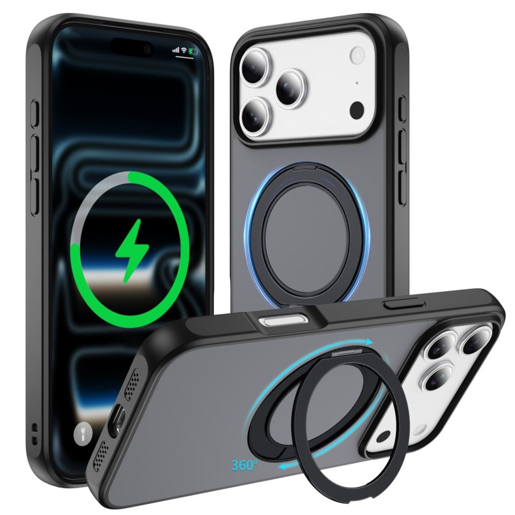 iPhone 18 Pro/17 Pro MagSafe Deksel med ringstøtte - Svart
