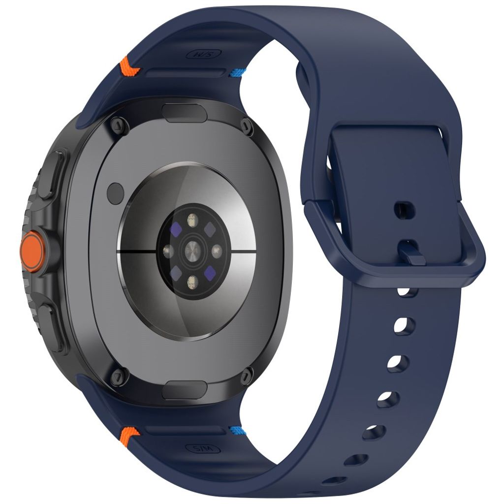 Watch Band Samsung Galaxy Watch8 -silikoniranneke L Ompelu - Tummansininen