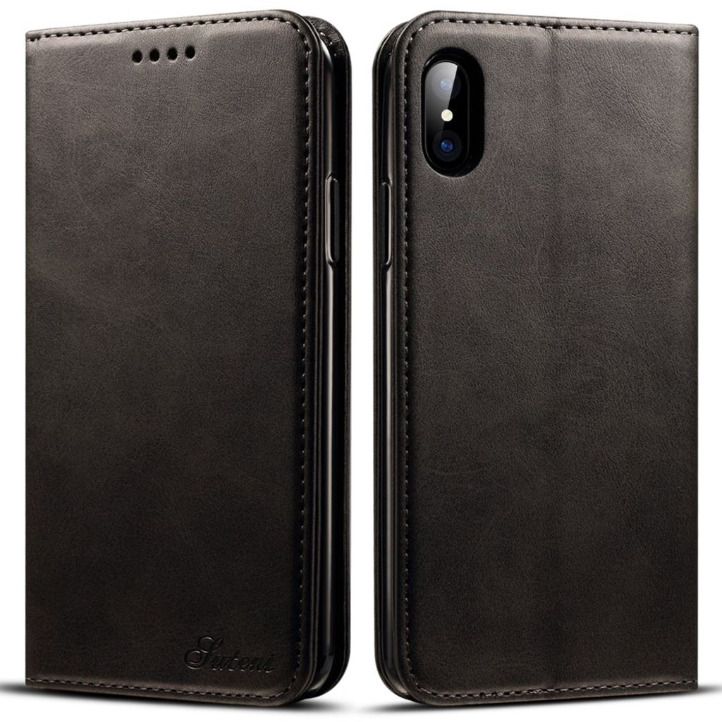 SUTENI Plånboksfodral med Stativ för iPhone X/XS – Svart
