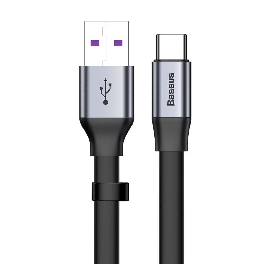 Baseus Simple flat USB til USB-C kabel 23cm 5A 40W grå