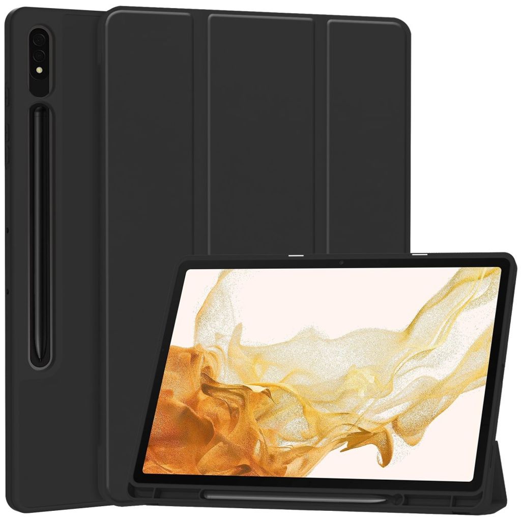 Samsung Galaxy Tab S10 Plus-deksel med tredelt pennrom - svart