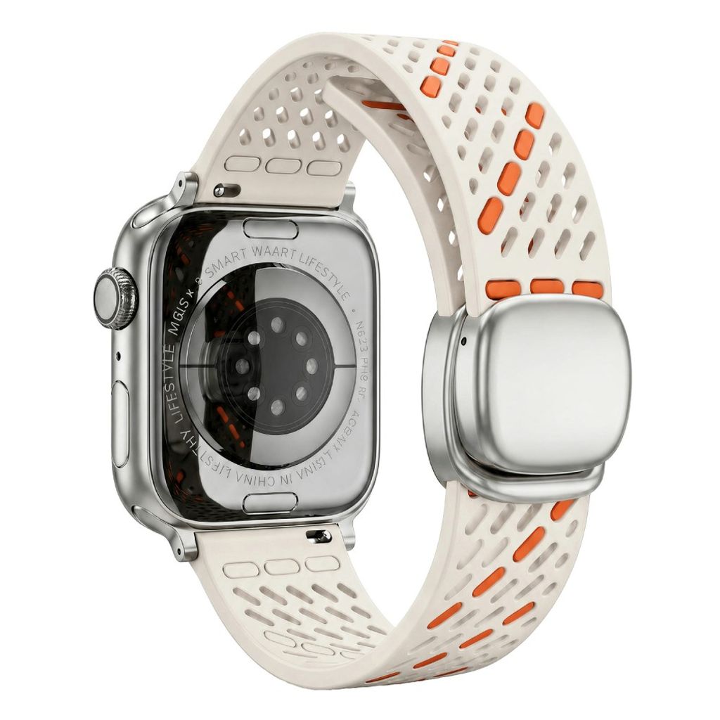 Apple Watch 42 / 41/ 40 / 38mm Klockarmband i Silikon - Vit/Orange