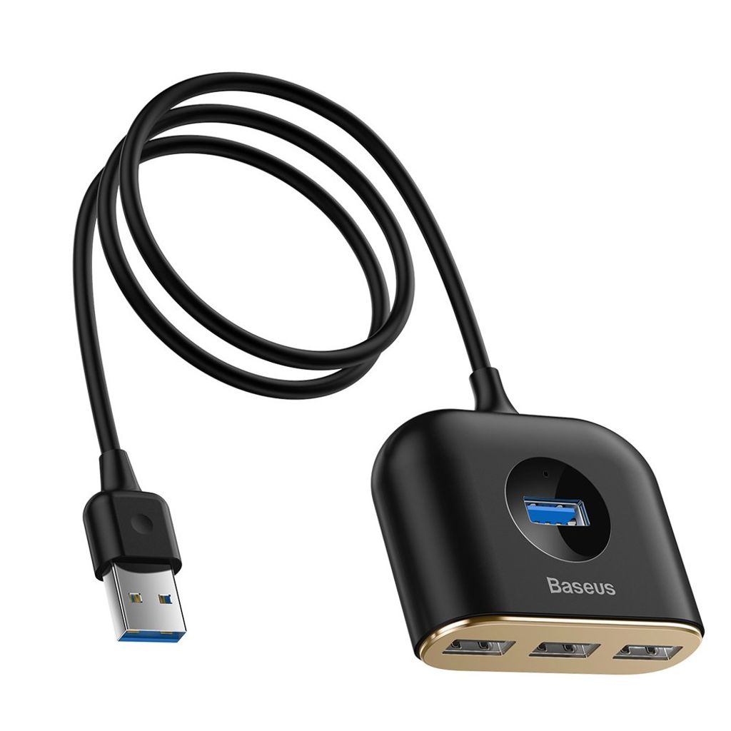 Baseus Square USB-hub USB-A til 4 porter – svart (1 m)