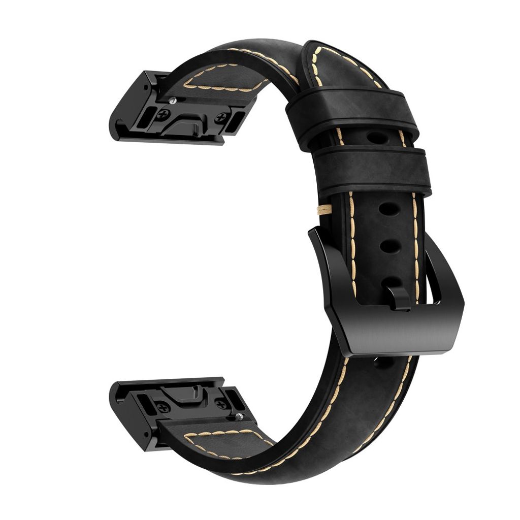 Garmin Fenix 5X Klokkereim i ekte skinn - Svart
