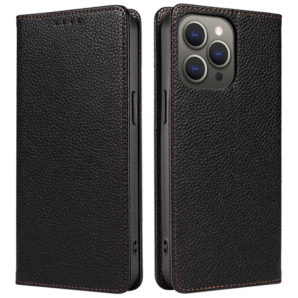 iPhone 14 Pro Max Wallet Cover RFID Blocking Magnetic - Black
