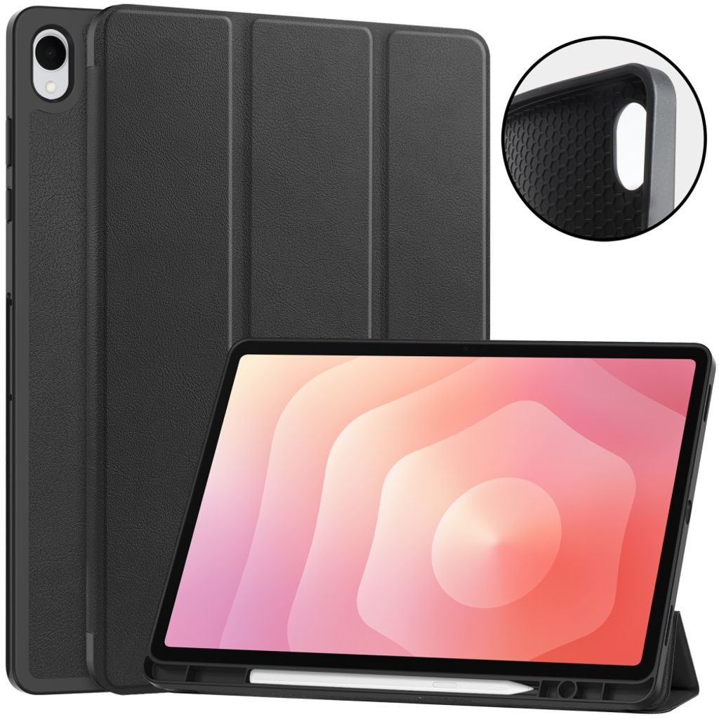 Samsung Galaxy Tab S12 Plus Fodral med stativ och pennfack - Svart