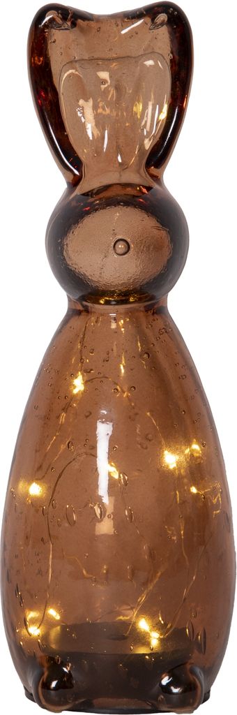Batteridrevet brun glasdekoration Harry Brown kanin 25 cm LED
