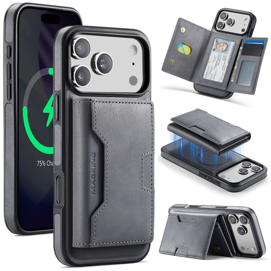 MAGKING iPhone 18 Pro Max/17 Pro Max MagSafe Kuori irrotettavalla lompakolla - Harmaa