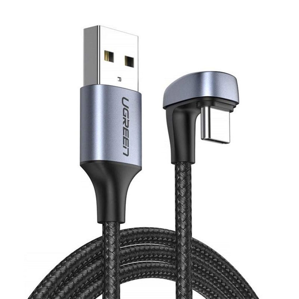 Ugreen nylon vinklet USB til USB-C kabel 1 m – grå
