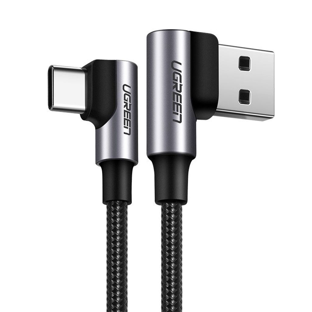 Ugreen vinkel USB til USB-C kabel QC 3.0 3A 0,5 m grå