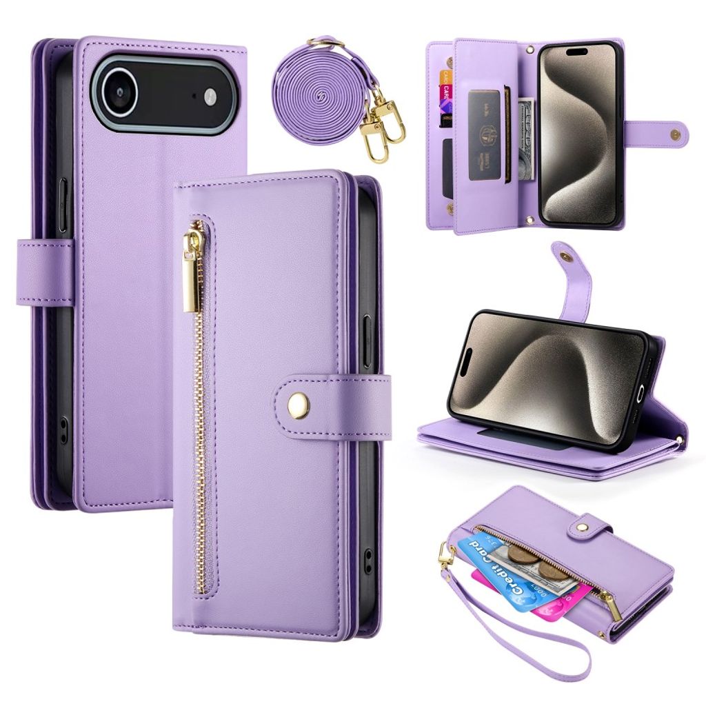 iPhone 17 Air Lompakkokotelo Kantohihna - violetti