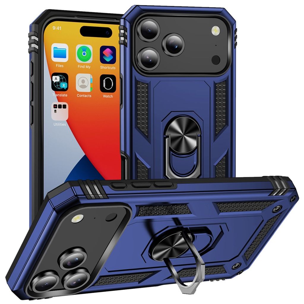 iPhone 17 Rro Max Kuori, Sormuksenpidike - sininen