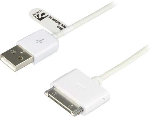 USB-synk-/laddarkabel till iPhone, iPod och iPad, 1m, vit