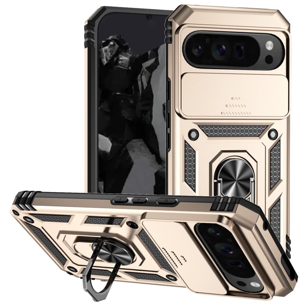 Google Pixel 10 Pro XL / Pixel 9 Pro XL Skal med Stativ - Guld