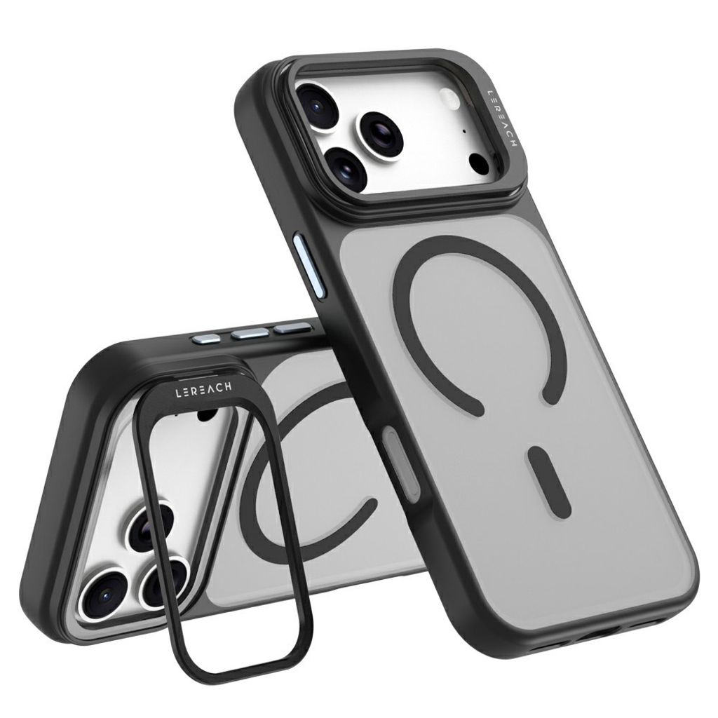 LEREACH iPhone 18 Pro Max/17 Pro Max MagSafe Kuori jalustalla - Musta
