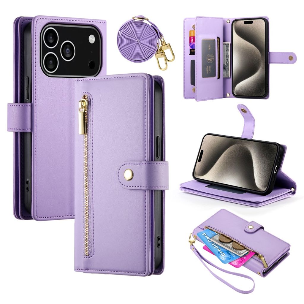 iPhone 17 Pro Plånboksfodral med Bärrem - Lila