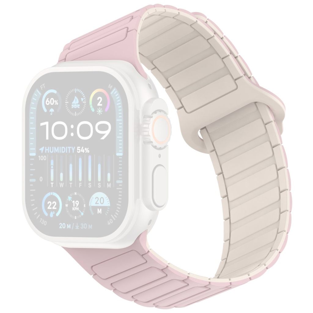 Apple Watch 42/41/40/38mm Klockarmband i Silikon Magnetisk Loop - Rosa/Vit