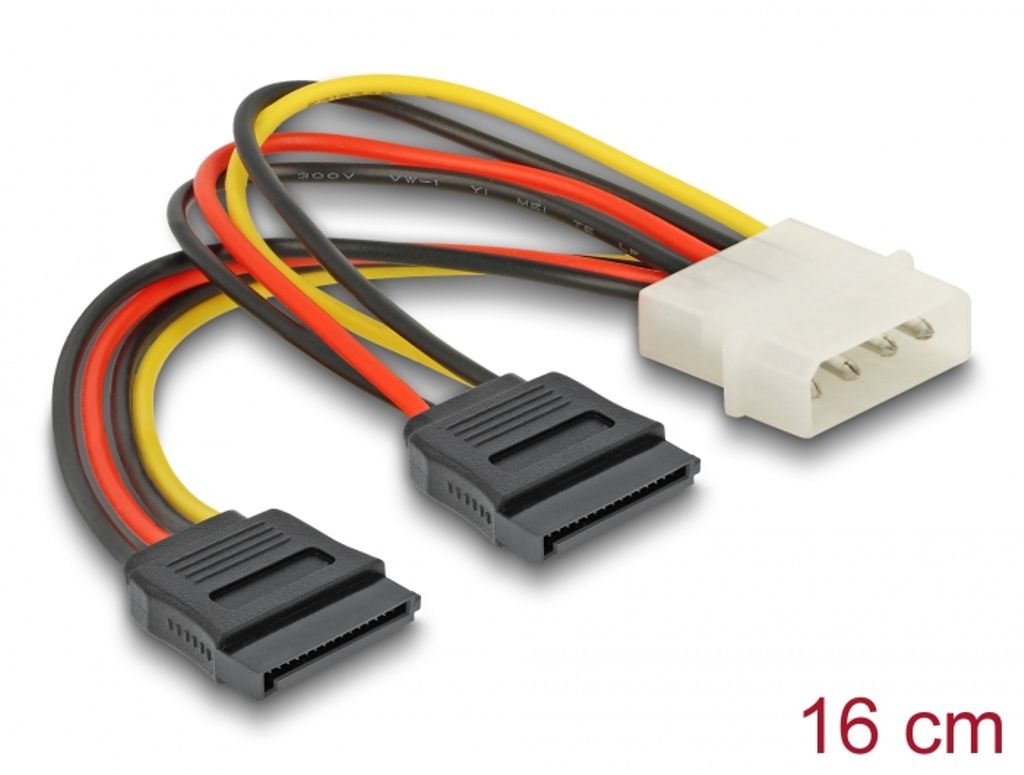 Delock SATA 15-bens harddisk 2 x til 4-bens hankabel