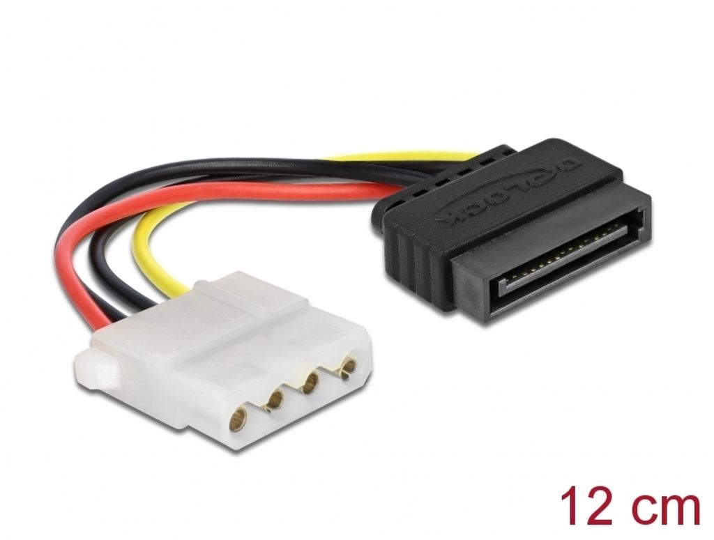 Delock virtakaapeli SATA 15-nastainen liitin - 4-nastainen naaras, 12 cm