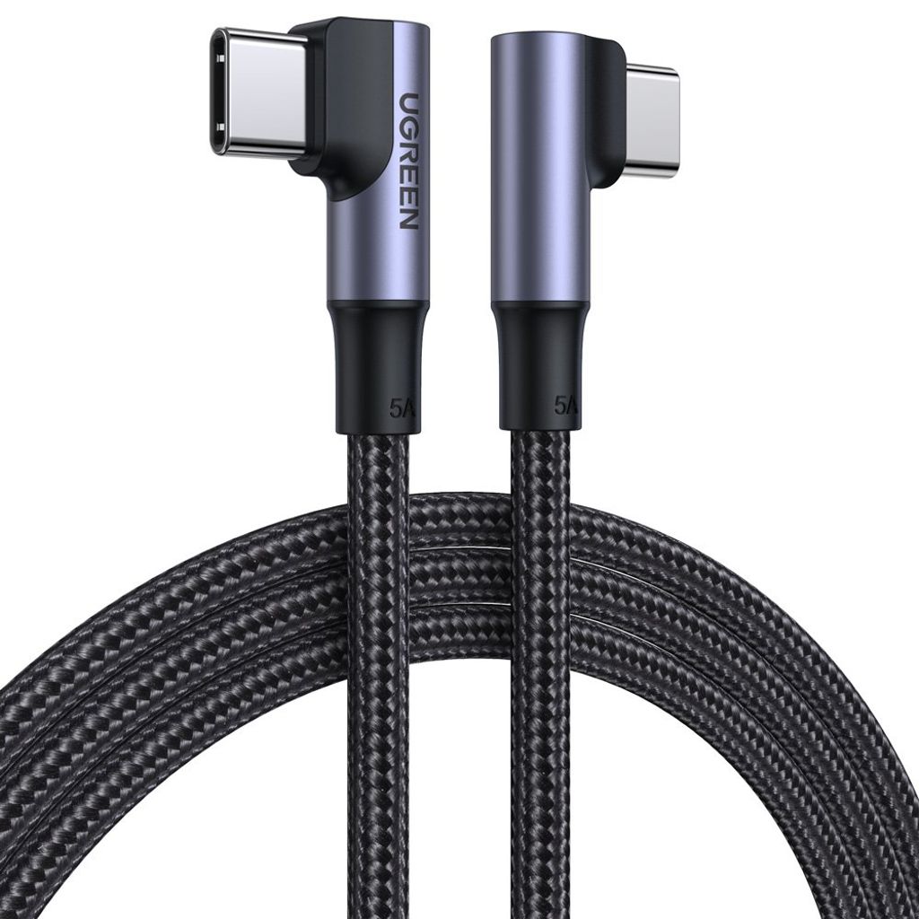 Ugreen US335 USB-C til USB-C vinkelkabel 100W 2m svart