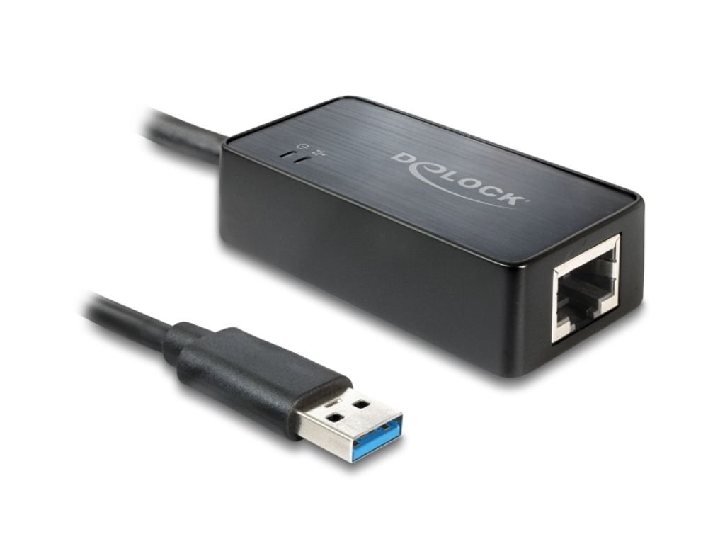 Delock USB-A nätverksadapter Gigabit LAN 1x RJ45 ASIX – svart