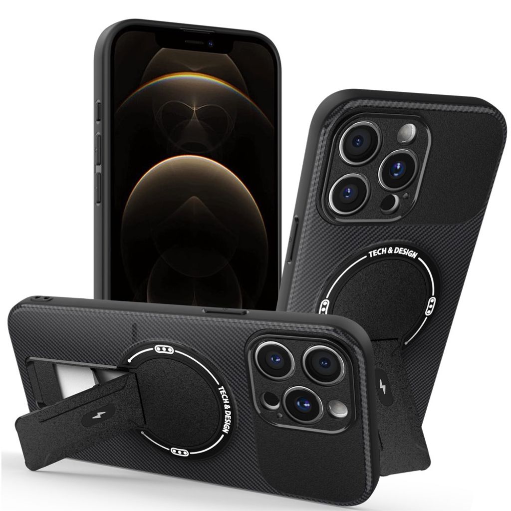 iPhone 12 Pro Max Kuori Jalusta - Musta