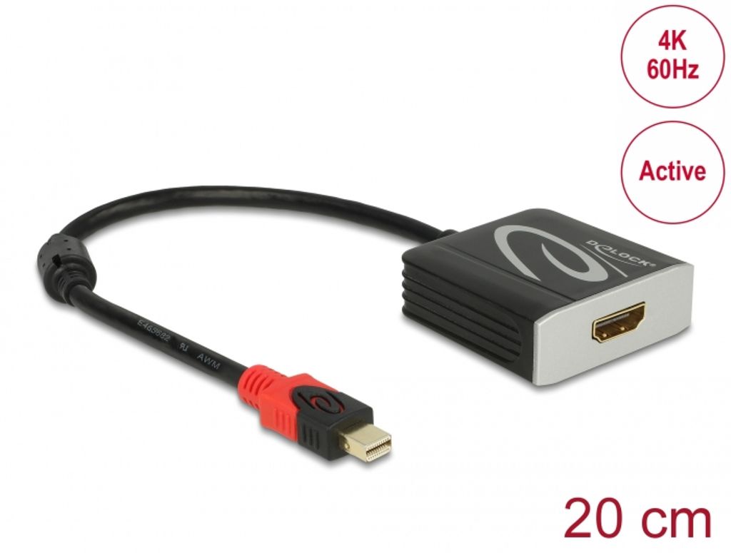 Delock Adapter mini DisplayPort 1.2 hane till HDMI hona 4K 60 Hz Aktiv