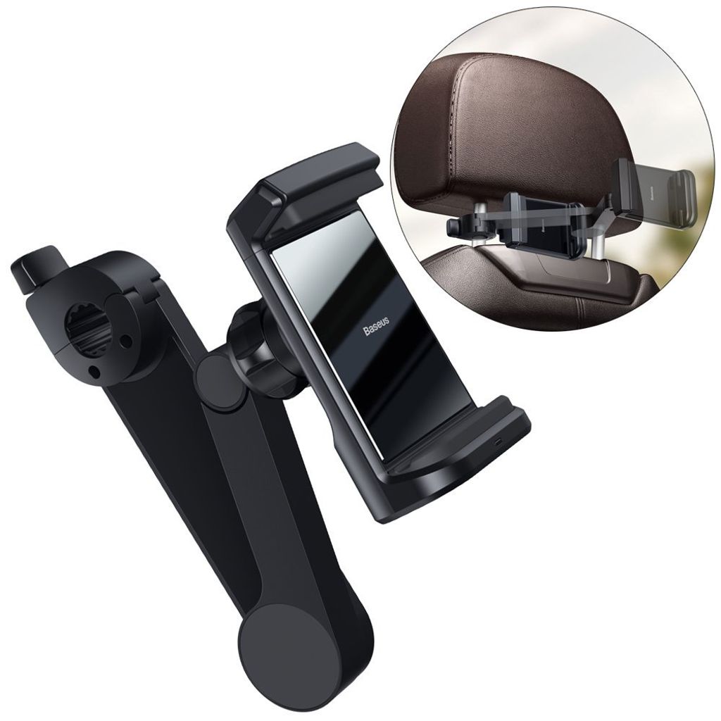 Baseus nakkestøtte mobilholder med 15W Qi oplader – sort (WXHZ-01)