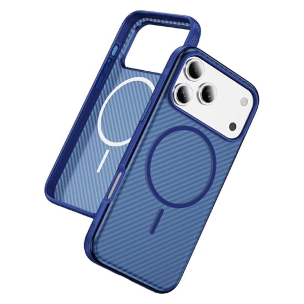 iPhone 18 Pro/17 Pro MagSafe Kuori hiilikuitupinta - Sininen