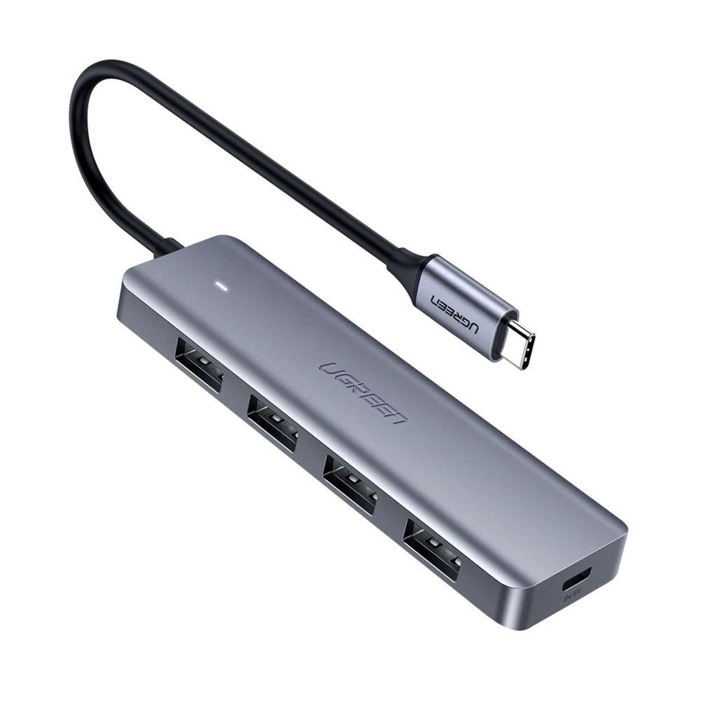 Ugreen USB Type C HUB - 4x USB 3.2 + USB-C power, harmaa