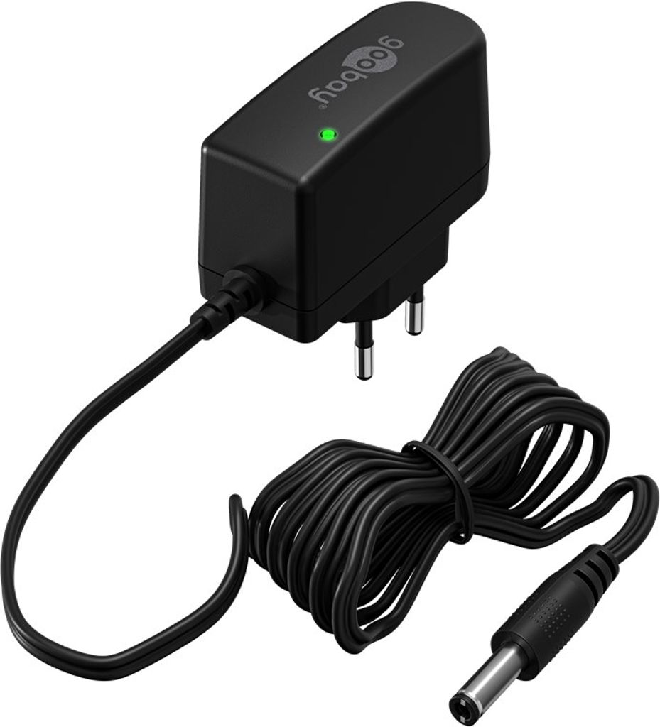 12V Strømforsyningsenhet med 5.5mm x 2.1mm DC plugg, 12W, 1.0A