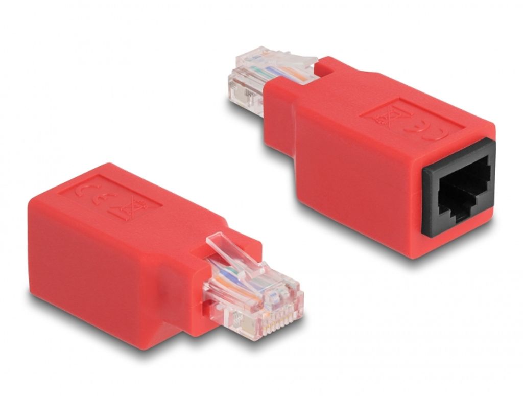 Delock RJ45 Crossover-adapter – rød