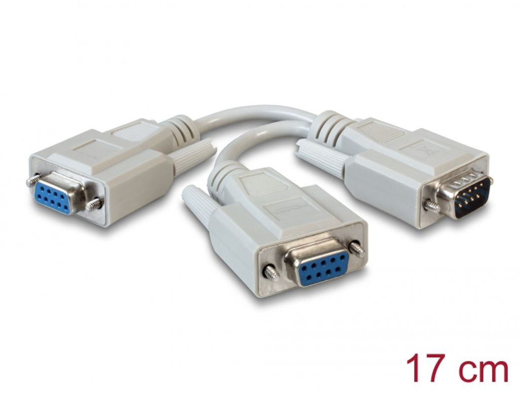 Delock-sovitin sarjaliitäntään D-Sub9 uros - 2 x naaras, 17 cm
