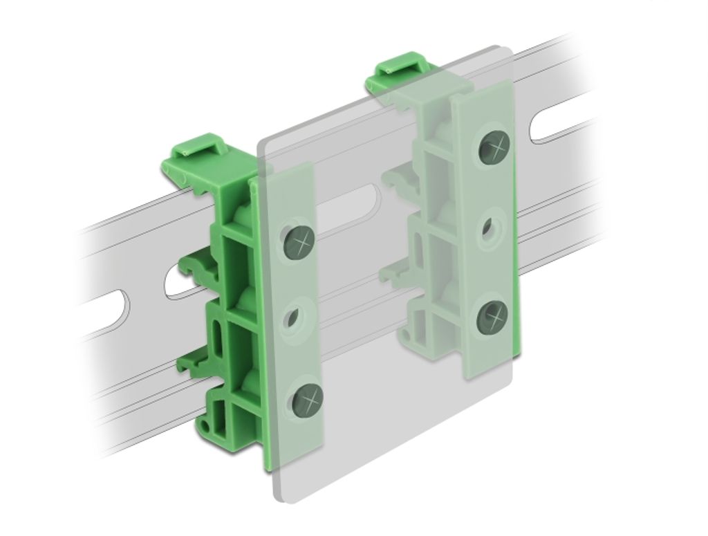 Delock DIN-skinnebeslag til printkort, 4 stk. - grøn