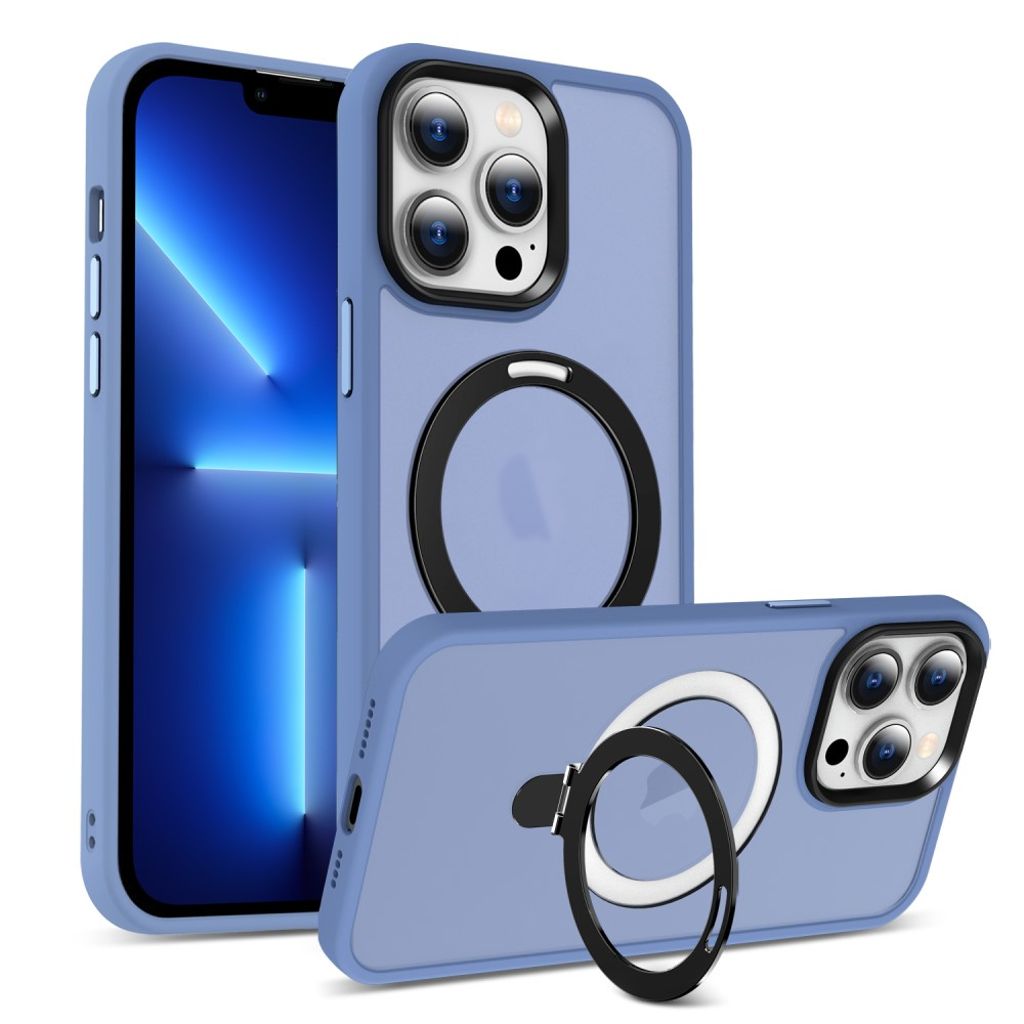 IPhone 13 Pro Max cover med en ring Blåt Teknikdele.dk